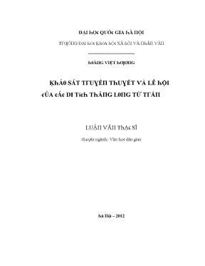 Luận văn khảo sát truyền thuyết và lễ hội của các di tích thăng long tứ trấn