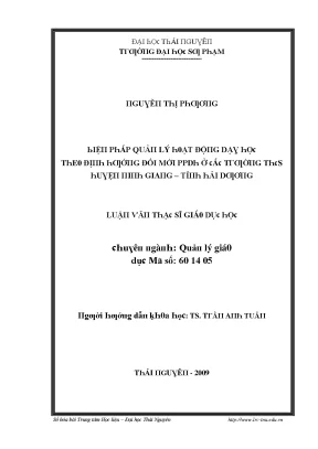 Luận văn biện pháp quản lý hoạt động dạy học theo định hướng đổi mới phương pháp dạy học ở các trường thcs huyện ninh giang tỉnh hải dương