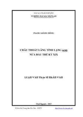 Luận văn châu thoát lãng tỉnh lạng sơn nửa đầu thế kỷ xix
