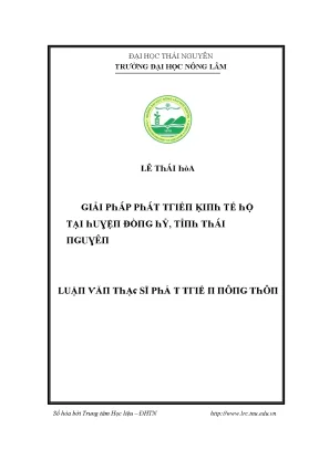 Luận văn giải pháp phát triển kinh tế hộ tại huyện đồng hỷ tỉnh thái nguyên