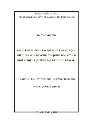 Luận văn hoàn thiện công tác kiểm tra hoạt động điện lực của sở công thương đối với các đơn vị điện lực trên địa bàn tỉnh lào cai