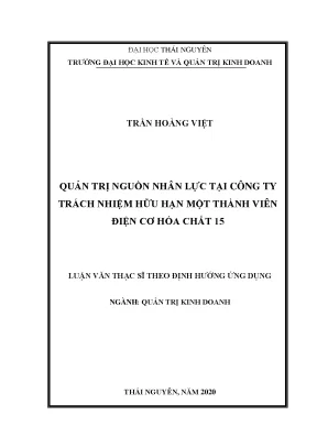 Luận văn quản trị nguồn nhân lực tại công ty trách nhiệm hữu hạn một thành viên điện cơ hóa chất 15
