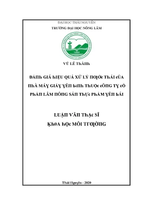 Luận văn đánh giá hiệu quả xử lý nước thải của nhà máy giấy yên bình thuộc công ty cổ phần lâm nông sản thực phẩm yên bái