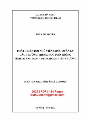Luận văn thạc sĩ phát triển đội ngũ viên chức quản lý các trường trung học phổ thông tỉnh quảng nam theo chuẩn hiệu trưởng