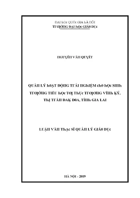 Luận văn quản lý hoạt động trải nghiệm cho học sinh trường tiểu học tư thục trương vĩnh ký thị trấn đak đoa tỉnh gia lai