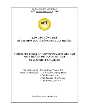 Nghiên cứu động lực học tập của sinh viên năm nhất trường đại học phan thiết