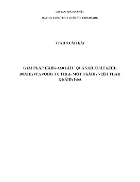 Luận văn giải pháp nâng cao hiệu quả sản xuất kinh doanh của công ty tnhh một thành viên than khánh hòa