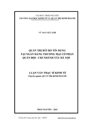 Luận văn quản trị rủi ro tín dụng tại ngân hàng thương mại cổ phần quân đội chi nhánh tây hà nội