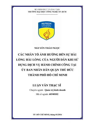 Luận văn các nhân tố ảnh hƣởng đến sự hài lòng của ngƣời dân khi sử dụng dịch vụ hành chính công tại ủy ban nhân dân quận thủ đức thành phố hồ chí minh