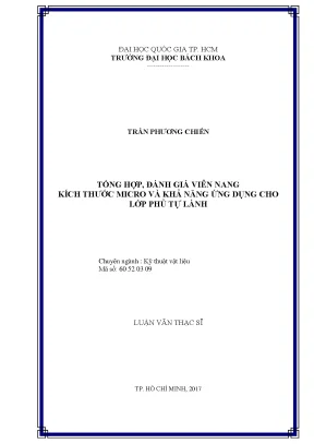 Luận văn thạc sĩ kỹ thuật vật liệu tổng hợp đánh giá viên nang kích thước micro và khả năng ứng dụng cho lớp phủ tự lành