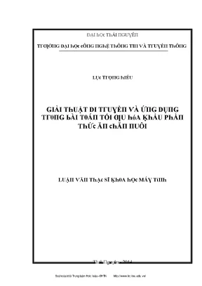 Luận văn giải thuật di truyền và ứng dụng trong bài toán tối ưu hóa khẩu phần thức ăn chăn nuôi