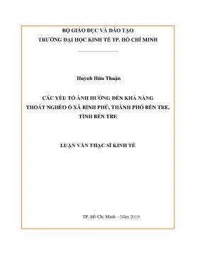 Luận văn các yếu tố ảnh hưởng đến khả năng thoát nghèo ở xã bình phú thành phố bến tre tỉnh bến tre