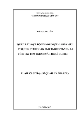 Luận văn quản lý hoạt động bồi dưỡng giáo viên trường trung học phổ thông thanh ba tỉnh phú thọ theo chuẩn nghề nghiệp