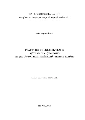 Luận văn phát triển du lịch sinh thái có sự tham gia cộng đồng tại khu bảo tồn thiên nhiên bà nà núi chúa đà nẵng
