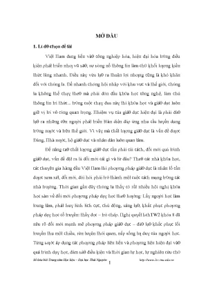 Luận văn tổ chức xêmina theo quan điểm dạy học tích cực trong quá trình dạy môn giáo dục học ở trường cao đẳng thể dục thể thao thanh hóa