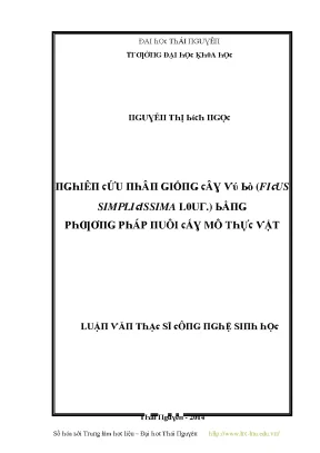 Luận văn nghiên cứu nhân giống cây vú bò ficus simplicissima lour bằng phương pháp nuôi cấy mô thực vật