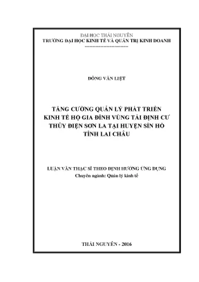 Luận văn tăng cường quản lý phát triển kinh tế hộ gia đình vùng tái định cư thủy điện sơn la tạ huyện sìn hồ tỉnh lai châu