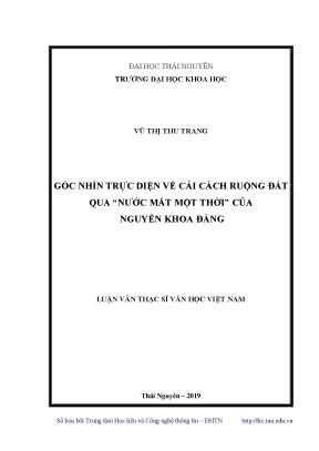 Luận văn góc nhìn trực diện về cải cách ruộng đất qua nước mắt một thời của nguyễn khoa đăng