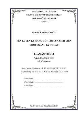 Luận án tiến sĩ giáo dục học rèn luyện kỹ năng cốt lõi của sinh viên khối ngành kỹ thuật