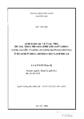 Luận văn cơ sở khoa học và thực tiễn để xây dựng mô hình đảm bảo chất lượng dùng cho các trường cao đẳng sư phạm miền núi trên cơ sở trường cao đẳng sư phạm sơn la