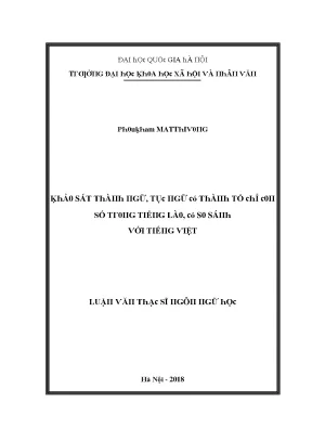 Luận văn khảo sát thành ngữ tục ngữ có thành tố chỉn số trong tiếng lào có so sánh với tiếng việt