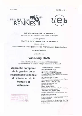 Luận án tiến sĩ luật học tiếp cận so sánh trách nhiệm hình sự của người chưa thành niên trong pháp luật của pháp và việt nam phần 1
