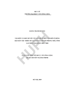 Tảo hôn và một số yếu tố liên quan đến tảo hôn ở đồng bào dân tộc thiểu số tại 03 xã của huyện phong thổ tỉnh lai châu giai đoạn 2014 đến 2018