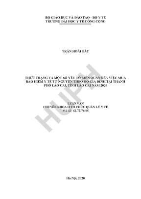 Thực trạng và một số yếu tố liên quan đến việc mua thẻ bảo hiểm y tế tự nguyện theo hộ gia đình tại thành phố lào cai tỉnh lào cai năm 2020