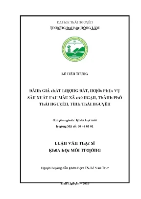Luận văn đánh giá chất lượng đất nước phục vụ sản xuất rau màu xã cao ngạn thành phố thái nguyên tỉnh thái nguyên