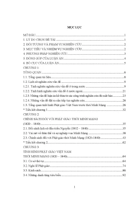 Luận án tiến sĩ sử học phật giáo việt nam thời minh mạng 1820 1840