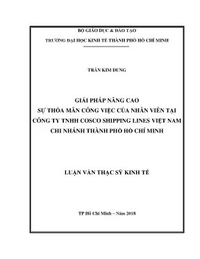 Luận văn giải pháp nâng cao sự thỏa mãn công việc của nhân viên tại công ty tnhh cosco shipping lines việt nam chi nhánh thành phố hồ chí minh