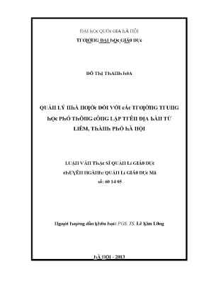 Luận văn quản lý nhà nước đối với các trường trung học phổ thông công lập trên địa bàn huyện từ liêm thành phố hà nội