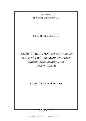Luận văn nghiên cứu thành phần hóa học thân cây ngụ vị vảy chồi schisandra perulata gagnep họ schisanraceae ở sa pa lào cai