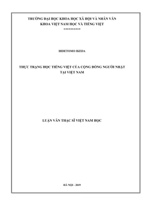 Luận văn thạc sĩ việt nam học thực trạng học tiếng việt của cộng đồng người nhật tại việt nam