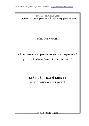 Luận văn nâng cao chất lượng cán bộ lãnh đạo cấp xã tại thị xã sông công tỉnh thái nguyên
