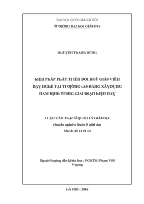 Luận văn biện pháp phát triển đội ngũ giáo viên dạy nghề tại trường cao đẳng xây dựng nam định trong giai đoạn hiện nay