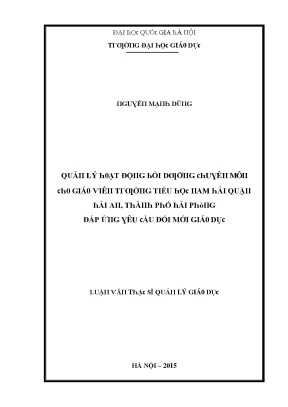 Luận văn quản lý hoạt động bồi dưỡng chuyên môn cho giáo viên trường tiểu học nam hải quận hải an thành phố hải phòng đáp ứng yêu cầu đổi mới giáo dục