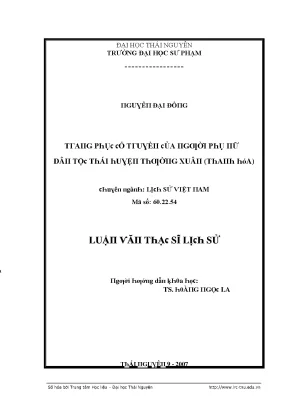Luận văn trang phục cổ truyền của người phụ nữ dân tộc thái huyện thường xuân thanh hóa
