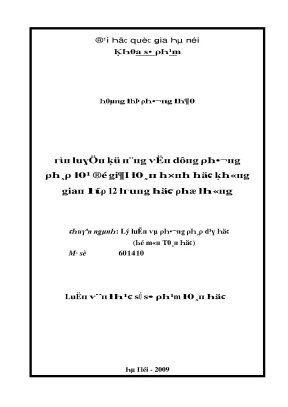 Luận văn rèn luyện kỹ năng vận dụng phương pháp tọa độ giải toán hình học không gian lớp 12 trung học phổ thông
