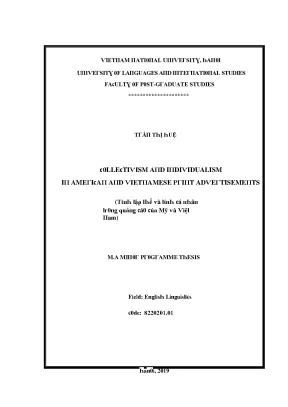 Luận văn collectivism and individualism in american and vietnamese print advertisements