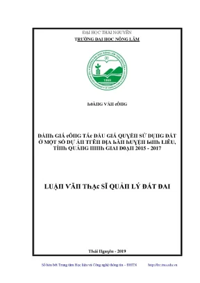 Luận văn đánh giá công tác đấu giá quyền sử dụng đất ở một số dự án trên địa bàn huyện bình liêu tỉnh quảng ninh giai đoạn 2015 2017