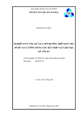 Luận văn thạc sĩ kỹ thuật xây dựng nghiên cứu ứng xử của nền đường trên đất yếu được gia cường bằng cọc kết hợp vật liệu địa kỹ thuật