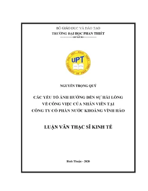 Các yếu tố ảnh hưởng đến sự hài lòng về công việc của nhân viên tại công ty cổ phần nước khoáng vĩnh hảo