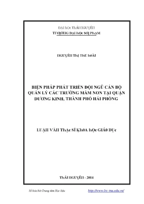 Luận văn biện pháp phát triển đội ngũ cán bộ quản lý các trường mầm non tại quận dương kinh thành phố hải phòng
