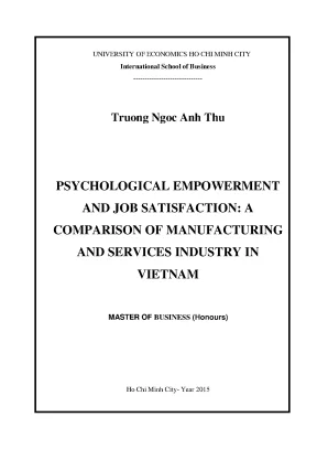 Luận văn psychological empowerment and job satisfaction a comparison of manufacturing and services industry in vietnam