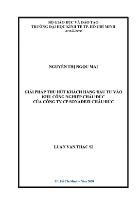 Luận văn giải pháp thu hút khách hàng đầu tư vào khu công nghiệp châu đức của công ty cp sonadezi châu đức