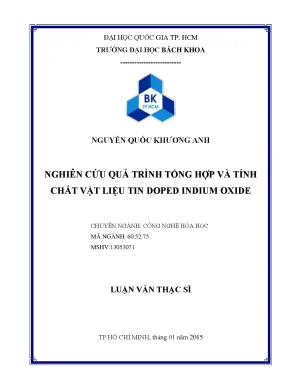 Luận văn thạc sĩ công nghệ hóa học nghiên cứu quá trình tổng hợp và tính chất vật liệu tin doped indium oxide