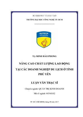 Luận văn nâng cao chất lượng lao động tại các doanh nghiệp du lịch ở tỉnh phú yên