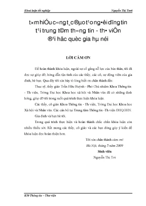 Luận văn thạc sĩ tìm hiểu công tác đào tạo người dùng tin tại trung tâm thông tin thư viện đại học quốc gia hà nội