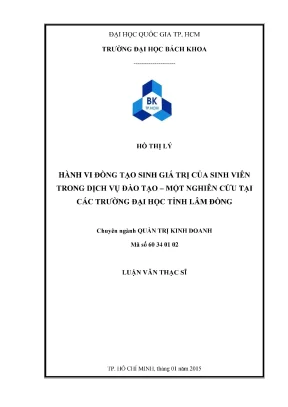 Luận văn thạc sĩ quản trị kinh doanh hành vi đồng tạo sinh giá trị của sinh viên trong dịch vụ đào tạo một nghiên cứu tại các trường đại học tỉnh lâm đồng